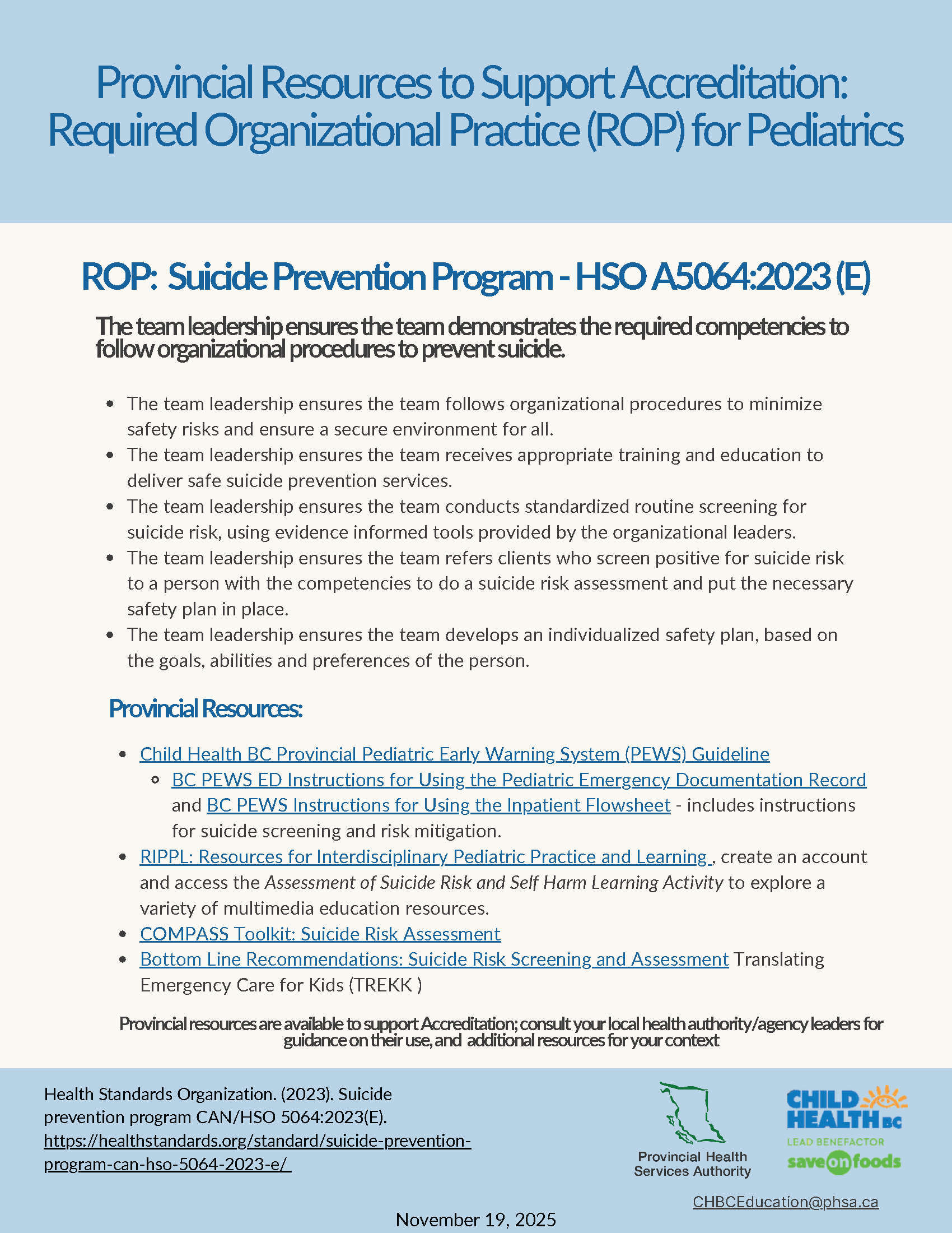 Suicide prevention program